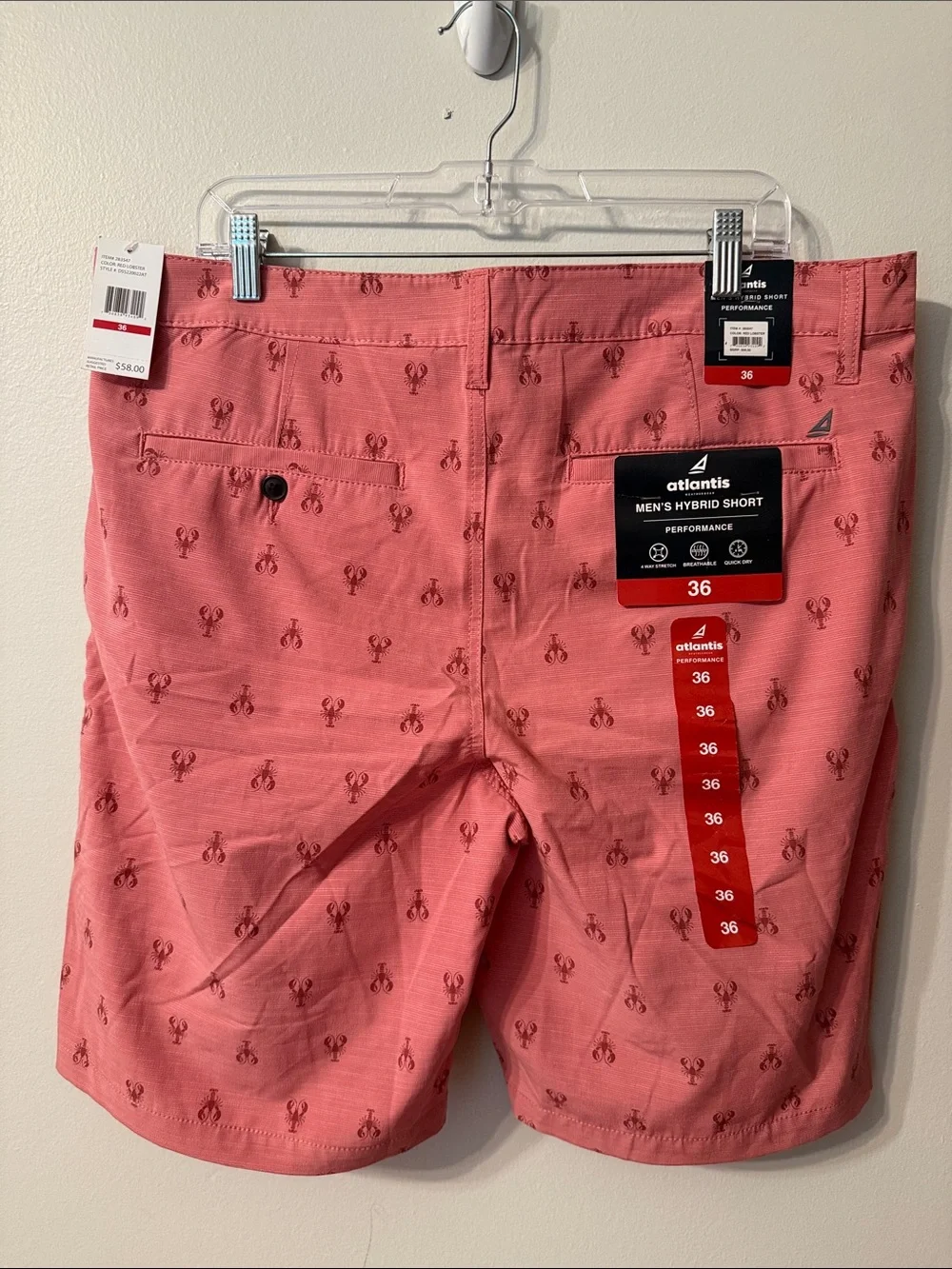 Coral Lobster Print Men's Shorts